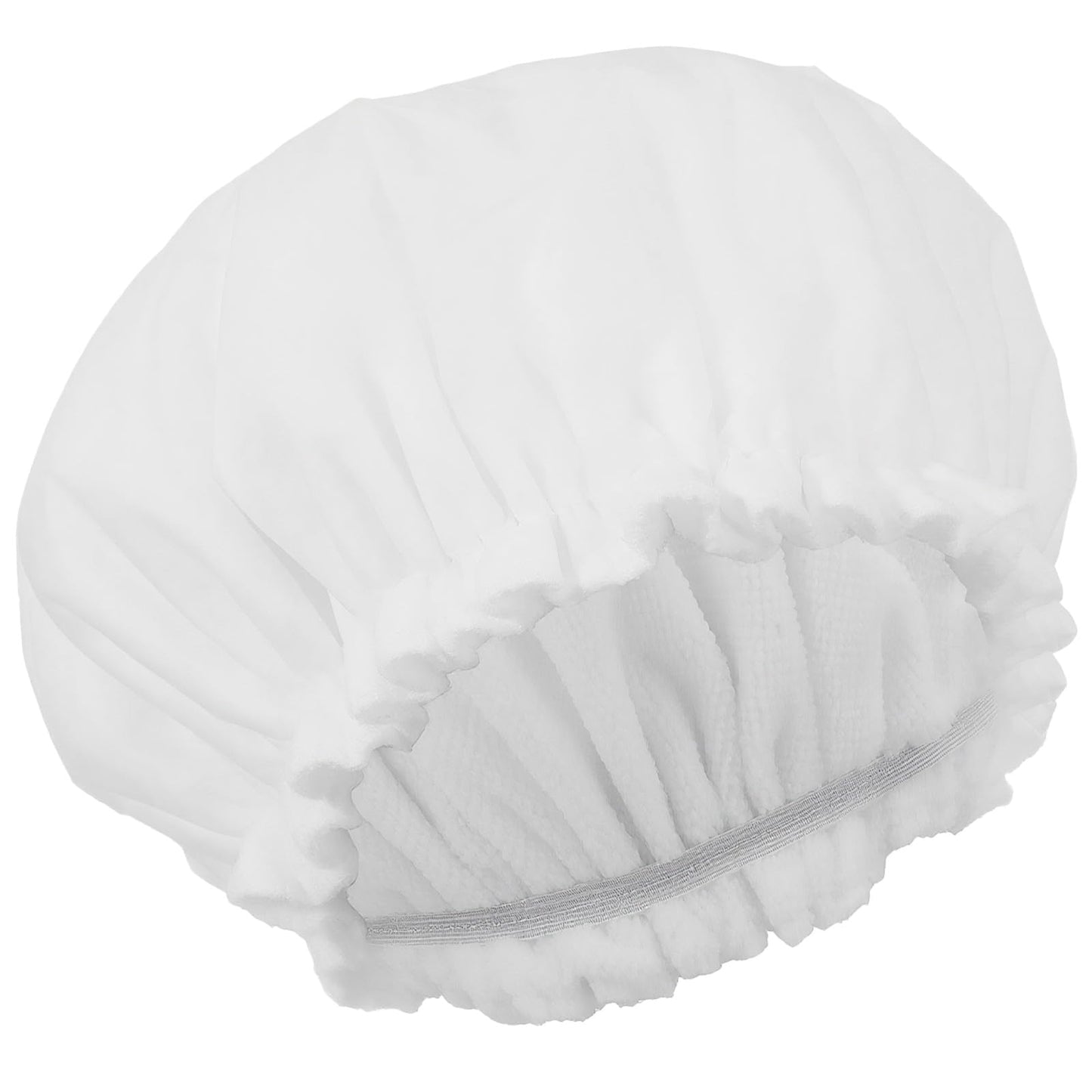 Reusable Shower Caps for Women Waterproof Double Layer Bath Cap Terry Lined Shower Cap with Elastic Large Bath Hair Caps for All Hair Lengths for Women Spa Home Salon Use(White)
