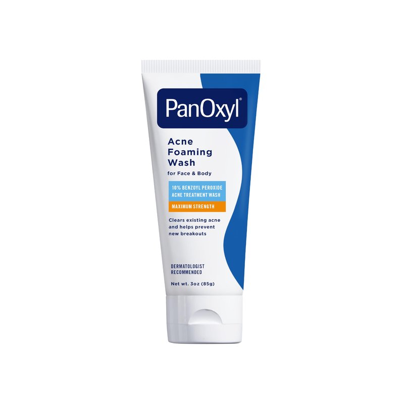 PanOxyl Acne Foaming Wash for face & body Benzoyl Peroxide 10% Maximum Strength Antimicrobial, 3 oz. - Travel Size