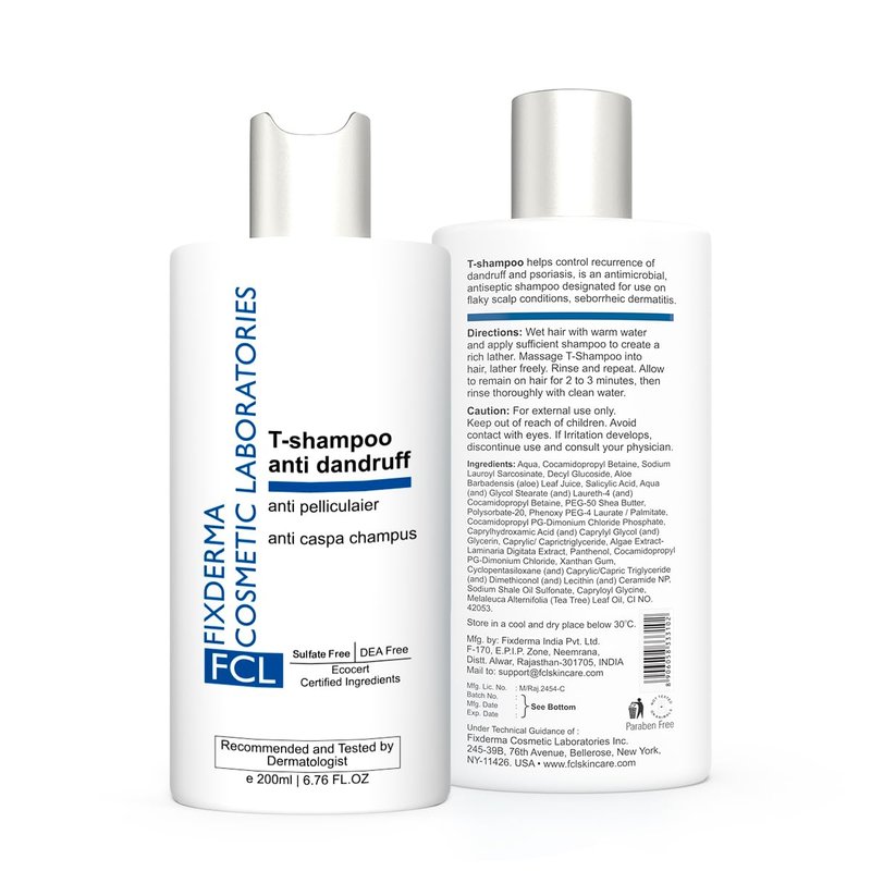 FCL 2% Salicylic Acid T-Shampoo with 1% Tea Tree Oil | Dandruff Shampoo, Psoriasis Shampoo | Itchy Scalp Treatment | Control Excess Oil & Reduces Acne - 6.76 Fl Oz