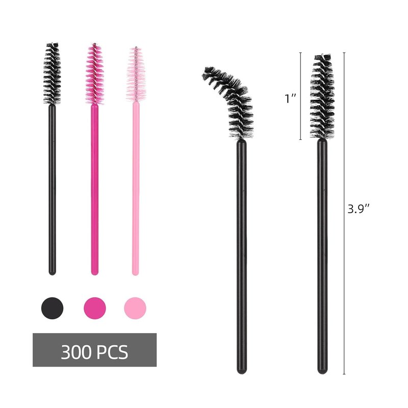 Disposable Mascara Wands - Eyelash Brush Spoolies for Extensions | 3 Colors