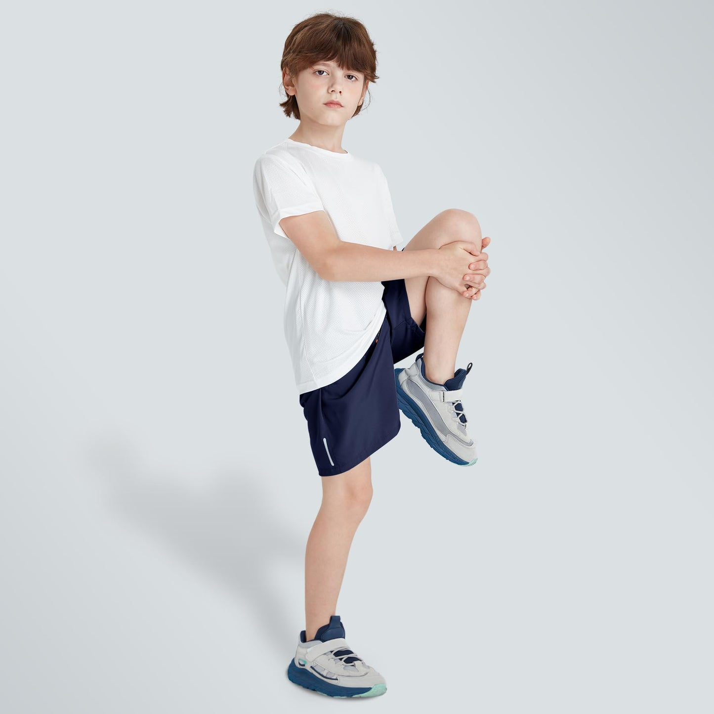 ANHDM Boys Athletic Shorts Quick Dry Sport Shorts Lightweight Running Shorts with Zipper Pockets (Pack of 3), Z/Black&Grey&Navy, 13-14T