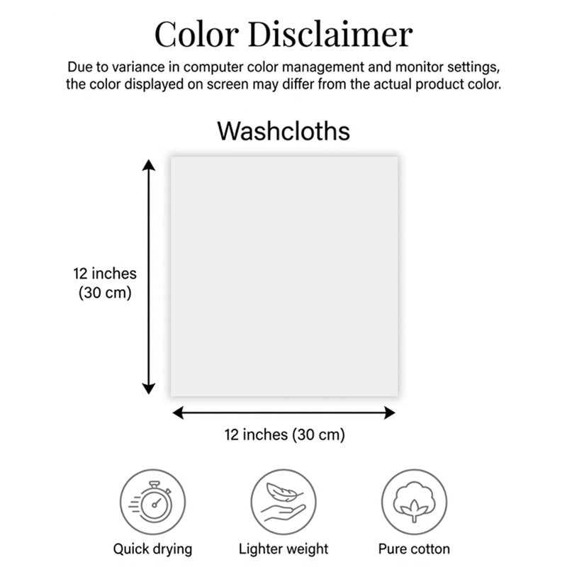 RIVERSIDE Pack of 12 Washcloths, 12 x 12 Inches, 100% Cotton, Premium Flannel Face Cloths, Highly Absorbent & Soft Feel Fingertip Towels (White, 12 Pack)