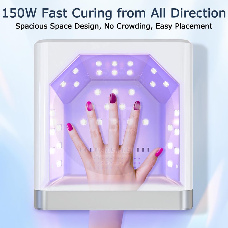 NAILGIRLS 150W UV Nail Lamp, Fast Curing UV Light for Gel Nails Salon Results at Home, 36 LED, No Heat Spikes, 4 Timers, Large Space for Beginners DIY Nails & Professionals, Auto Sensor, LCD Display