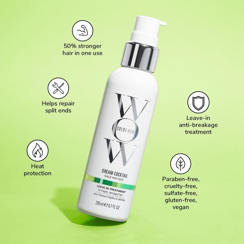 COLOR WOW Dream Cocktail Kale Infused Leave-In Treatment - Reduce Hair Breakage by 50% | Powerful Heat Protectant for Damaged Hair