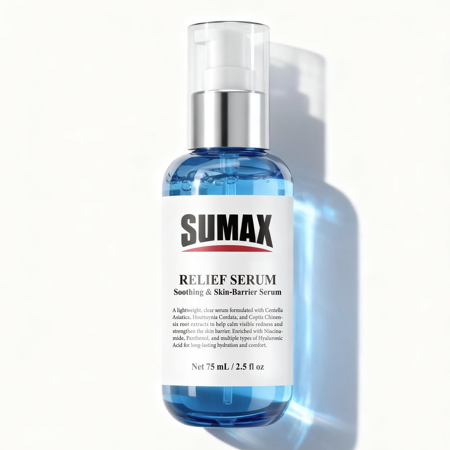 SUMAX Relief Serum - Face Serum with Centella + Hyaluronic Acid, for Sensitive & Blemish-Prone Skin, Soothes the Look of Redness, Supports Skin Barrier, Lightweight Non-Sticky, 2.5 fl oz (75 mL)