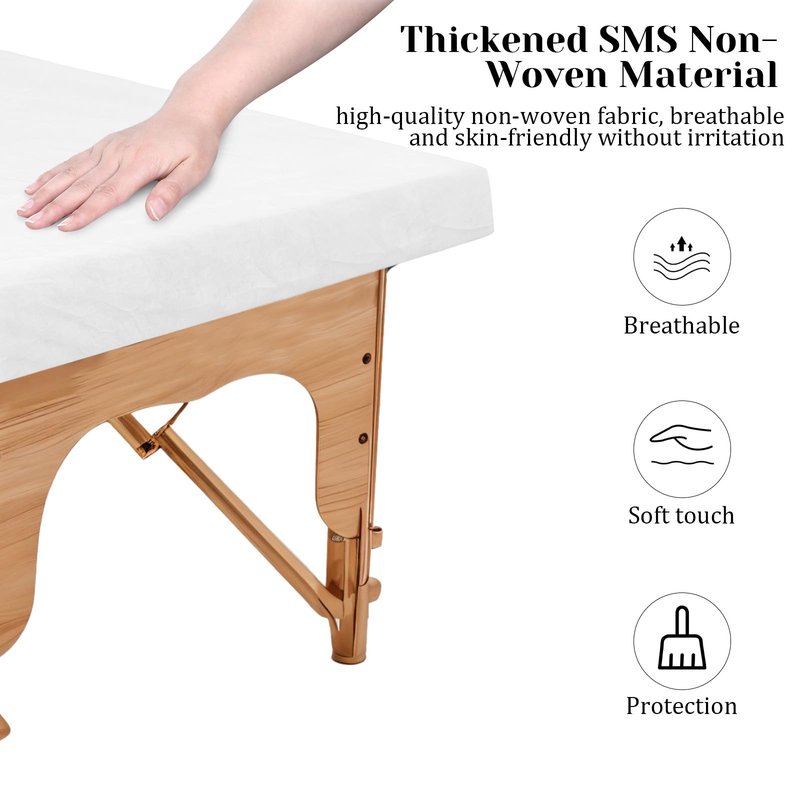 IANFAN 50 Pcs 36" x 85" Disposable Fitted Massage Table Sheets with Elastic, Non Woven Fabric Spa Bed Covers Disposable Bed Sheets for Massage Spa Beauty Salon(White)
