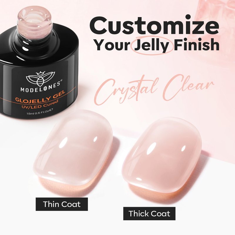 Nude Builder Nail Gel - No Wipe Ultra Gloss Jelly Polish | 15 ML Apex Strengthener for Long-Lasting Nail Art