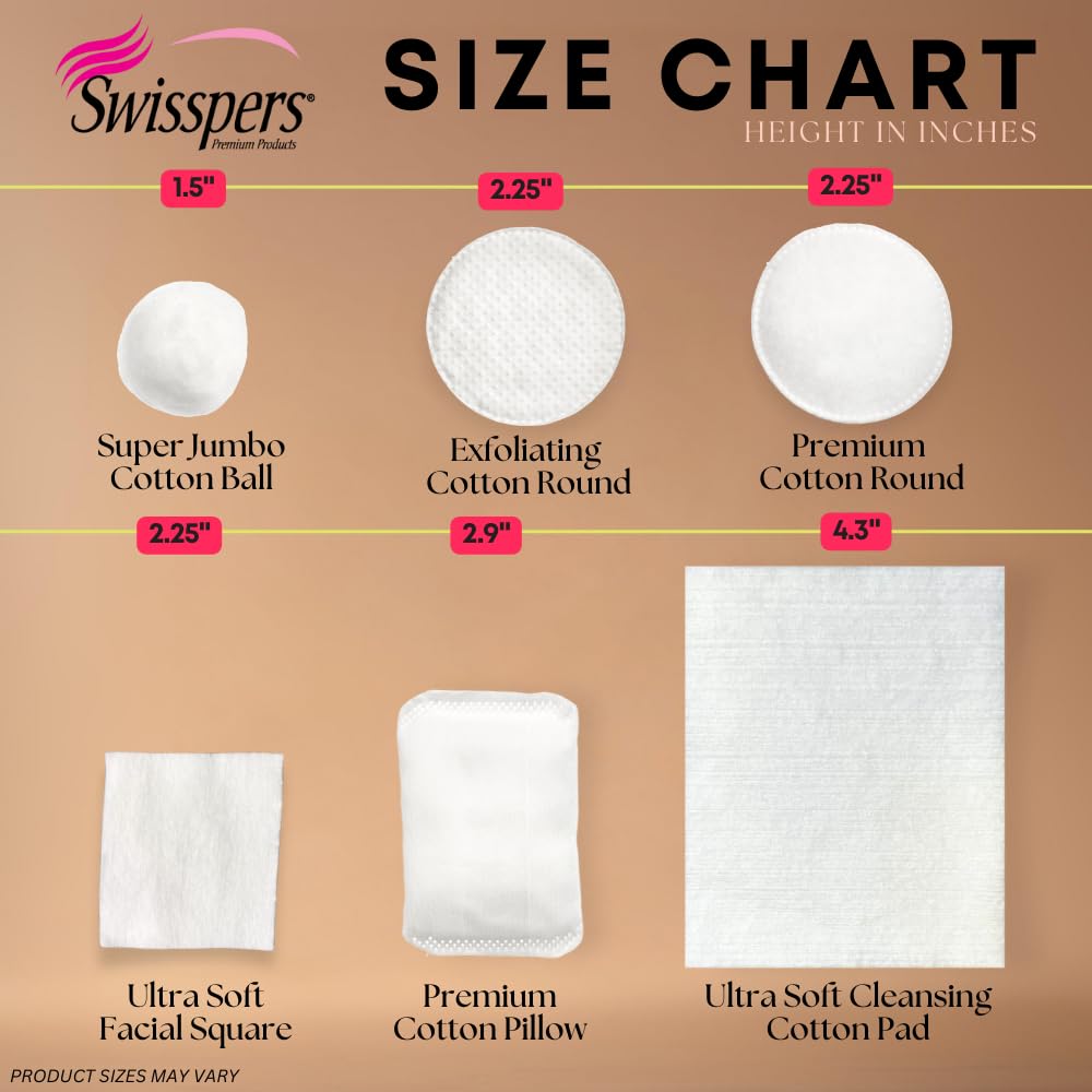 Swisspers Premium Ultra Soft Cleansing Cotton Pads – 150 Count (Pack of 3) – Luxuriously Soft Pads for Gentle Skincare and Makeup Removal – 100% Cotton