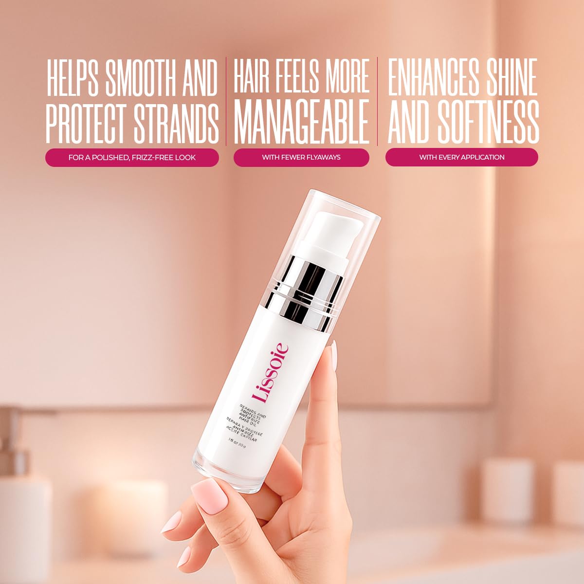 Weightless Shine Hair Serum Oil by [Brand Name] - 48-Hr Hydration & Frizz Control | Squalane, Avocado & Argan, 1 fl oz