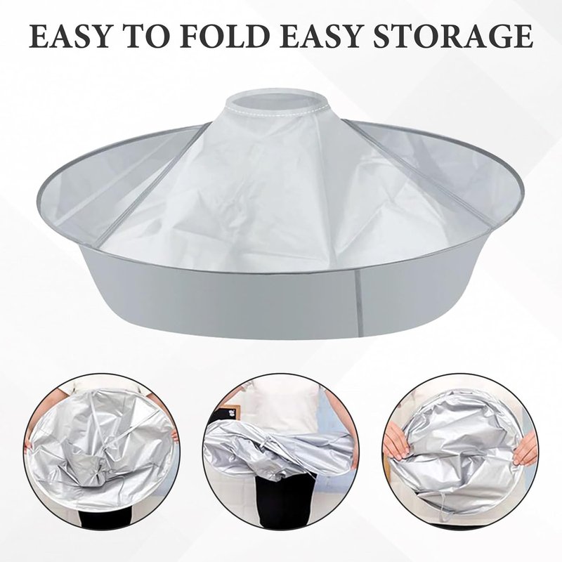 Skiennix Hair Catcher - Waterproof Foldable Hairdressing Umbrella Cape for Adults & Kids | Light Grey