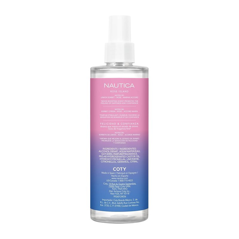 Nautica Rose Island Body Mist for Women - Long Lasting Lemon, Rose & Musk Fragrance | 8.4 Fl Oz