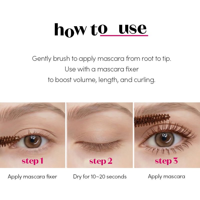 ETUDE Curl Fix Mascara, Lash Mascara, Strong Curl Up, Long-Lasting, Waterproof, Light-Weight, Korean Makeup, Beauty, Vegan Certified, Black (0.27 Fl Oz)