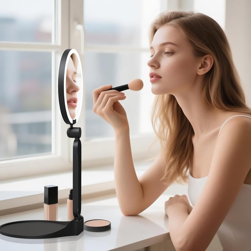 Magnifying Makeup Mirror with Light - 40X/1X Double-Sided, Rechargeable, 6-Inch, 360° Adjustable, Foldable Design