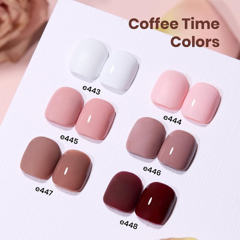 Beetles Nude Gel Polish Set - 6 Colors Neutral Pink & Brown | 15ML Soak Off UV LED Nail Kit for Long-Lasting Glossy Finish