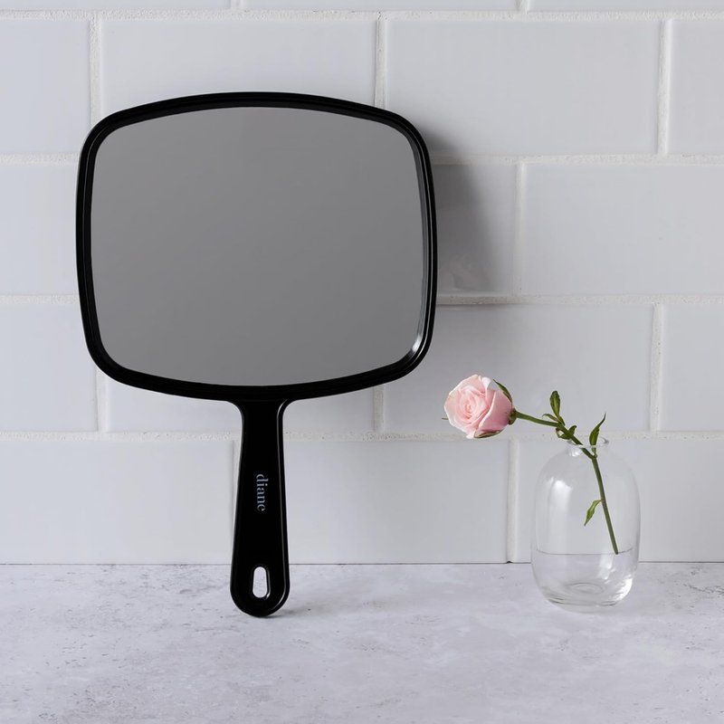 Diane Professional Hand Mirror - Premium Single-Sided Vanity Mirror for Makeup & Shaving | Medium 7.5" x 10.75" in Black