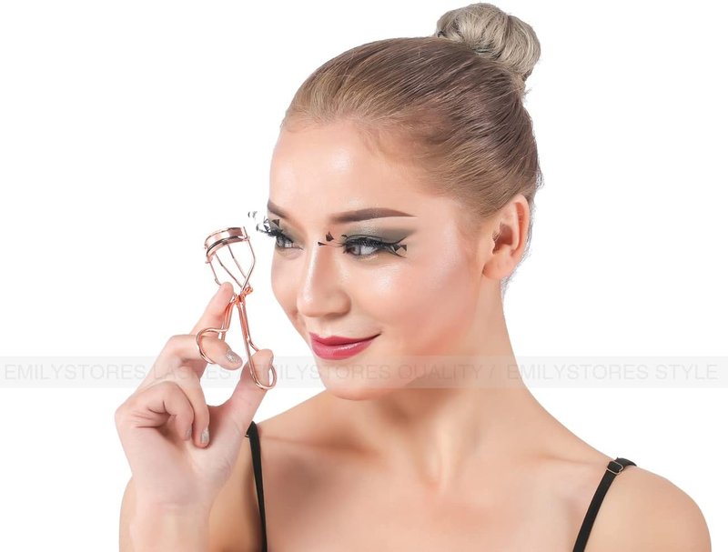 Eyelash Curler - Professional Makeup Tool with 2 Silicone Refill Pads | Pain-Free Metal Design, Golden Color