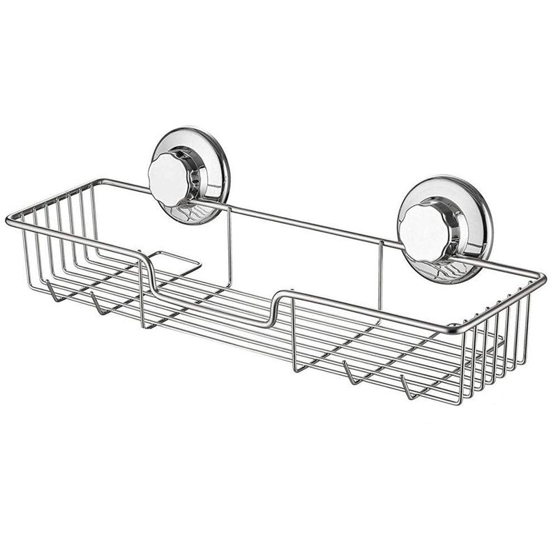 iPEGTOP L-4 Strong Suction Cup Shower Caddy Bath Shelf Storage, Combo Organizer Basket for Shampoo, Soap, Conditioner, Razor Bathroom Accessories - Rustproof Stainless Steel, Chrome