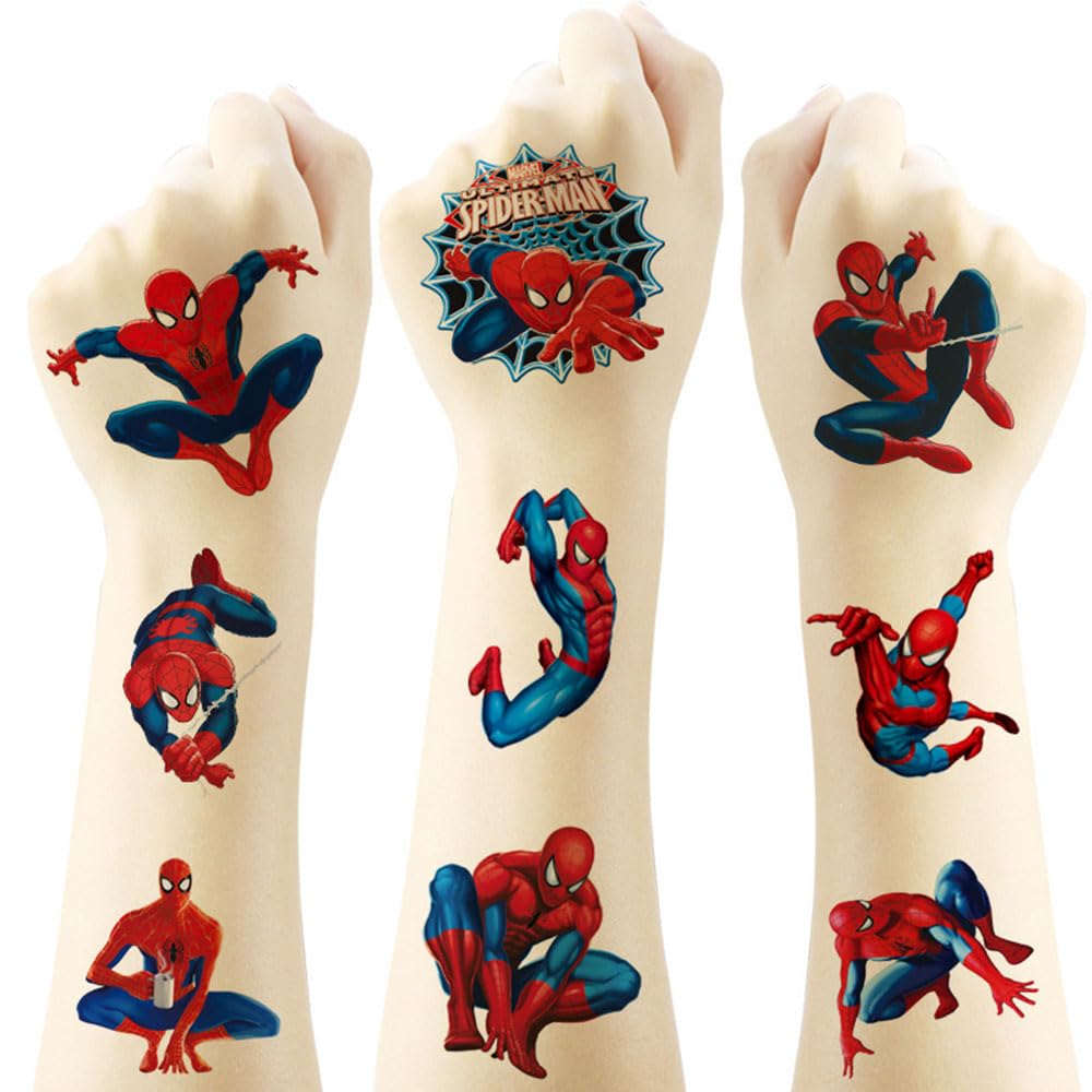 Spiderman Temporary Tattoos - 20 Sheets for Teens | Fun Birthday Party Favors & Cartoon Decorations