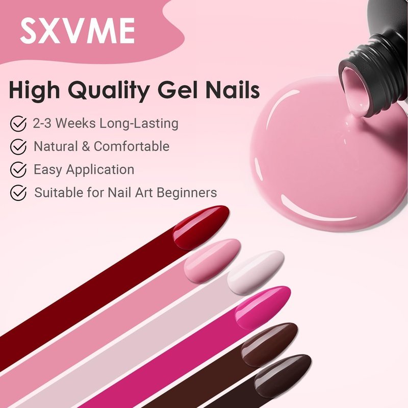 Dusty Baby Pink Press on Nails Short Oval Round Nails Glue on, SXVME Short Fake Nails Press ons, Acrylic False Nails Handmade of Gel, Best Thick Natural Almond Nails for Big & Petite Fingers, 24Pcs