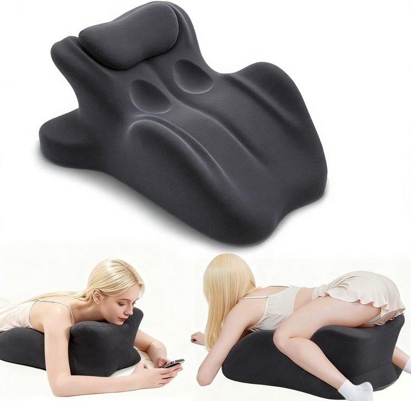 Ergonomic Memory Foam Wedge Pillow - Back & Prone Support Cushion | 27° Angle for Optimal Comfort (Black)