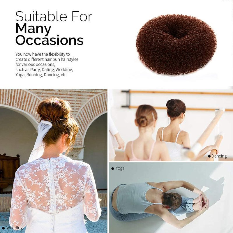 Hair Donut Bun Maker - 2PCS Ring Style for Kids | Small 2.5 Inch, Brown