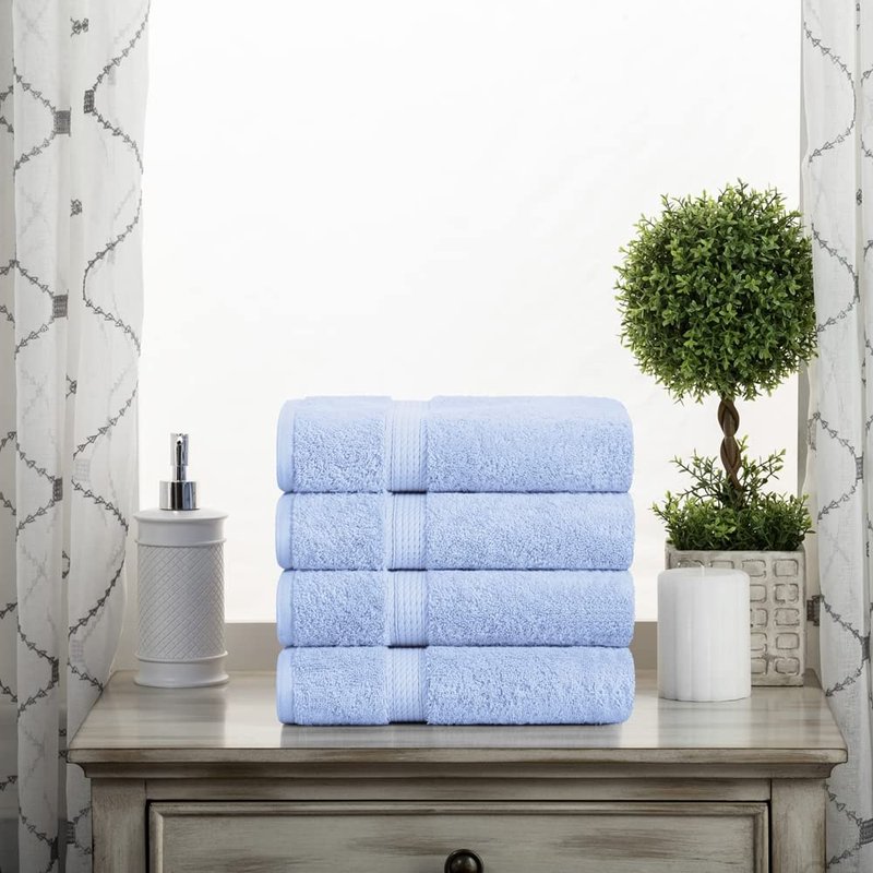 SUPERIOR Egyptian Cotton Plush & Absorbent, Hand Towel Set of 4, Light Blue