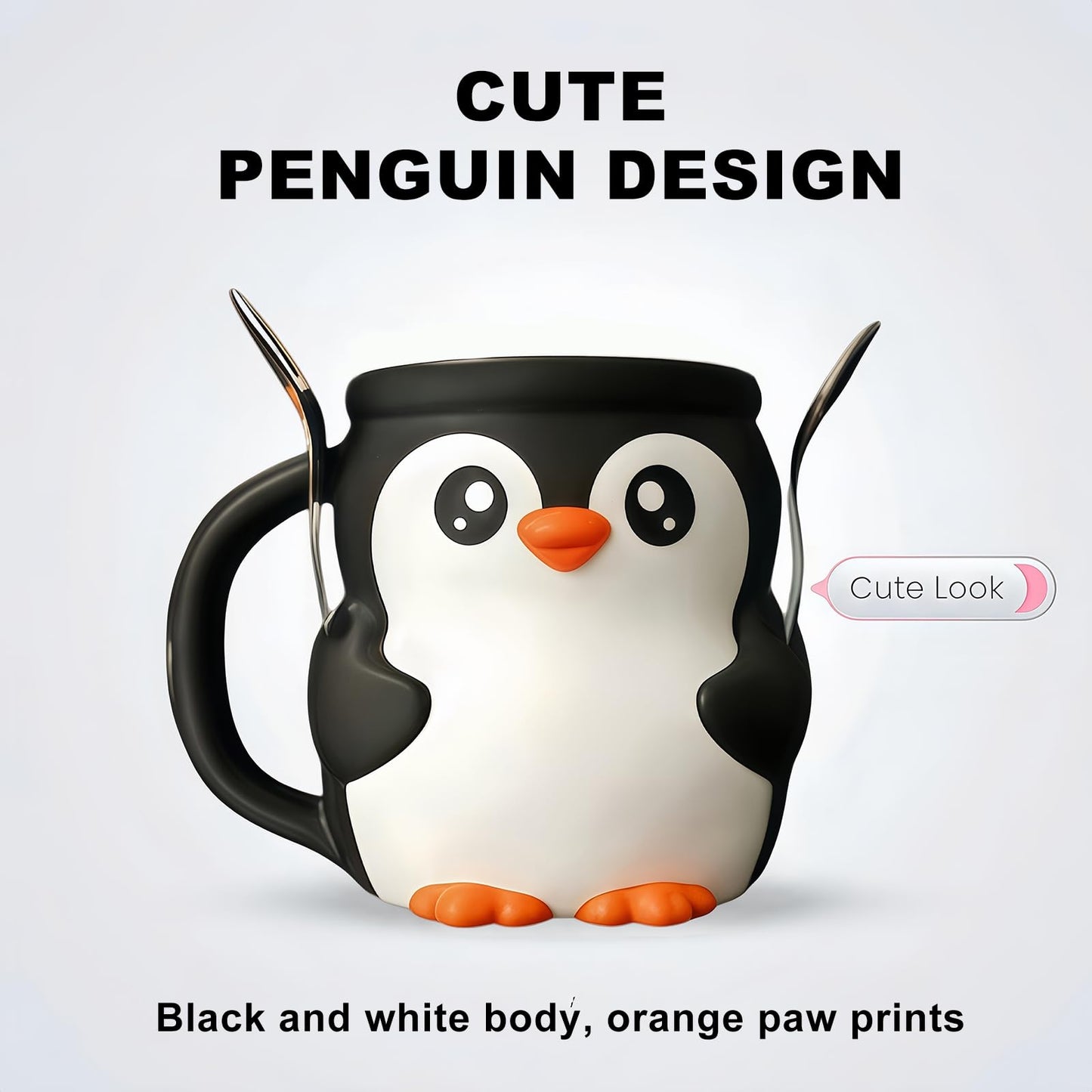 LDJDSDS Ice Cream Pint Holder, Insulated Ice Cream Holder Sleeves for 16 oz Pints with Spoon Slots & Hidden Snack Drawer, Leak Proof Popsicle Cooler Container Cozy, Gifts for Animal Lovers (Penguin)