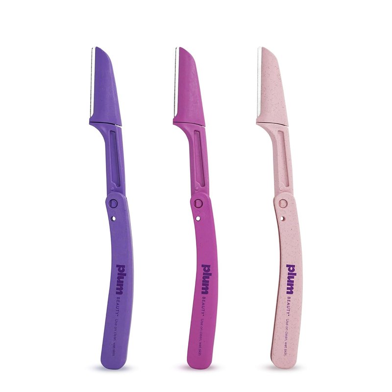 Plum Beauty Dermaplaning Razors - Quick & Painless Facial Hair Removal, 2-Pack of 6 Folding Razors