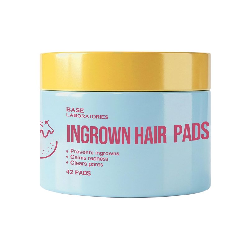 BASE LABORATORIES Ingrown Hair Treatment Pads with AHA+BHA - Razor Bump Treatment - Daily AfterShave to Help Prevent Ingrown Hairs For Men & Women - Bikini Area, Underarms, Neck, Beard – 42 Pads