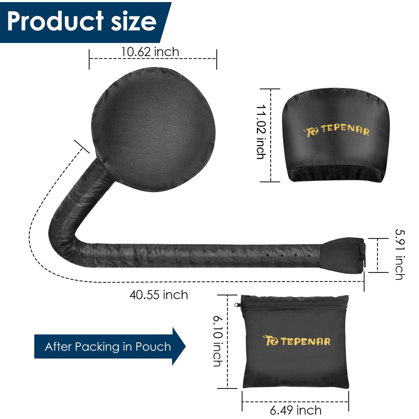 TEPENAR Hair Dryer Bonnet - Upgraded Extra Large Soft Adjustable Hooded Cap for Fast Hair Styling and Care