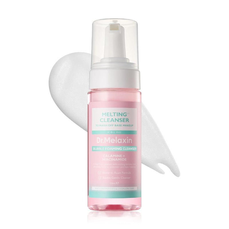 Dr. Melaxin Melting Bubble Foaming Cleanser - Gentle Micellar Makeup Remover with Calamine & Niacinamide for Sensitive Skin