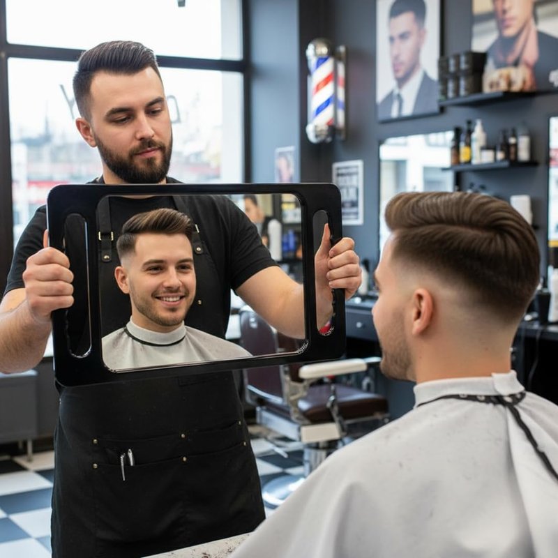 BarberMate® Plastic Tray Mirror with Handles for Barbers and Stylists