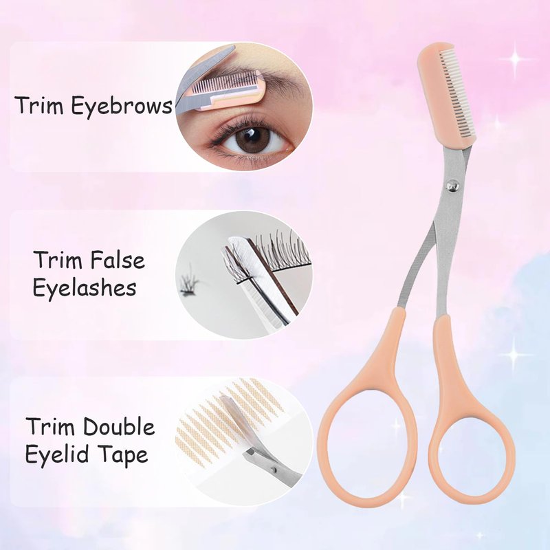 2Pcs Eyebrow Trimmer Scissors, Men Women Eyebrow Clippers, Comb Head Detachable, Safe Eyebrow Trimming Tool, Beard Trimmer, Easy to Operate for Beginners, Makeup Artist Recommended Eyebrow Scissors