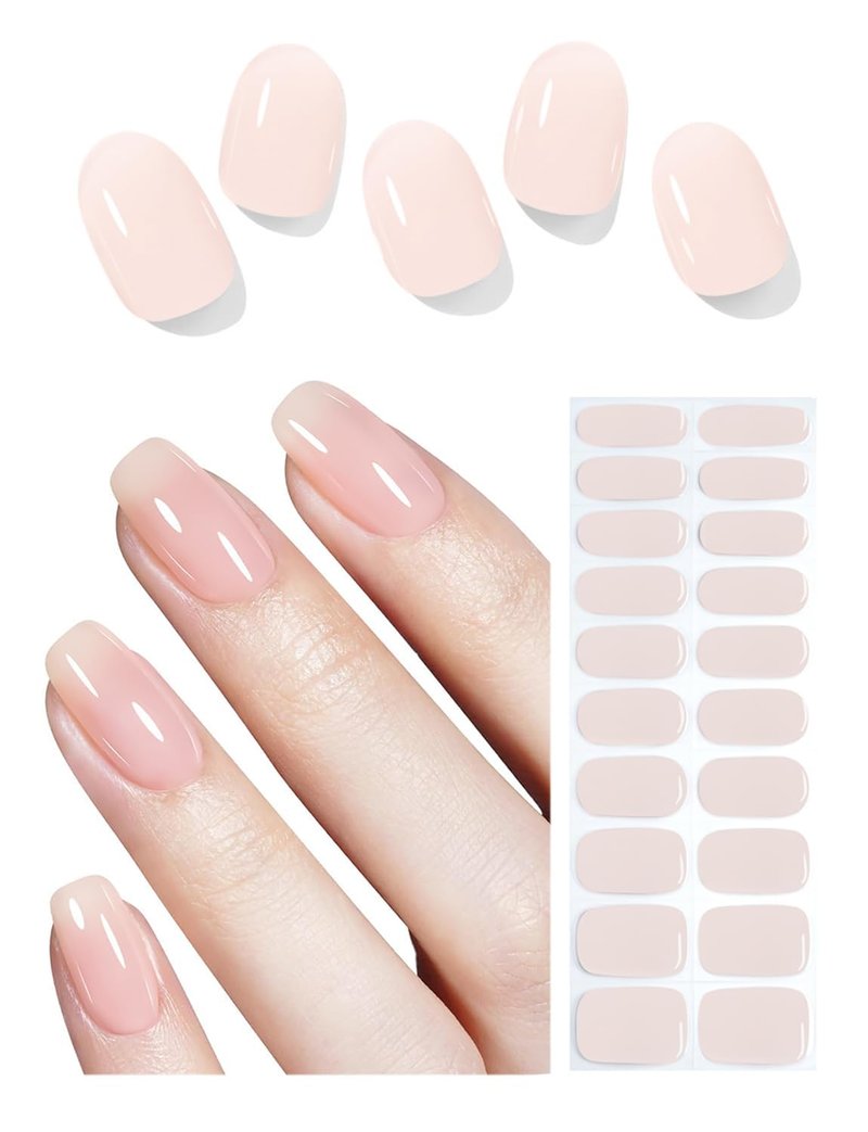 Modelones Semi Cured Gel Nail Strips - 32 Pcs Transparent Crystal Clear Stickers | Ultra-Glossy & Long Lasting DIY Nail Wraps