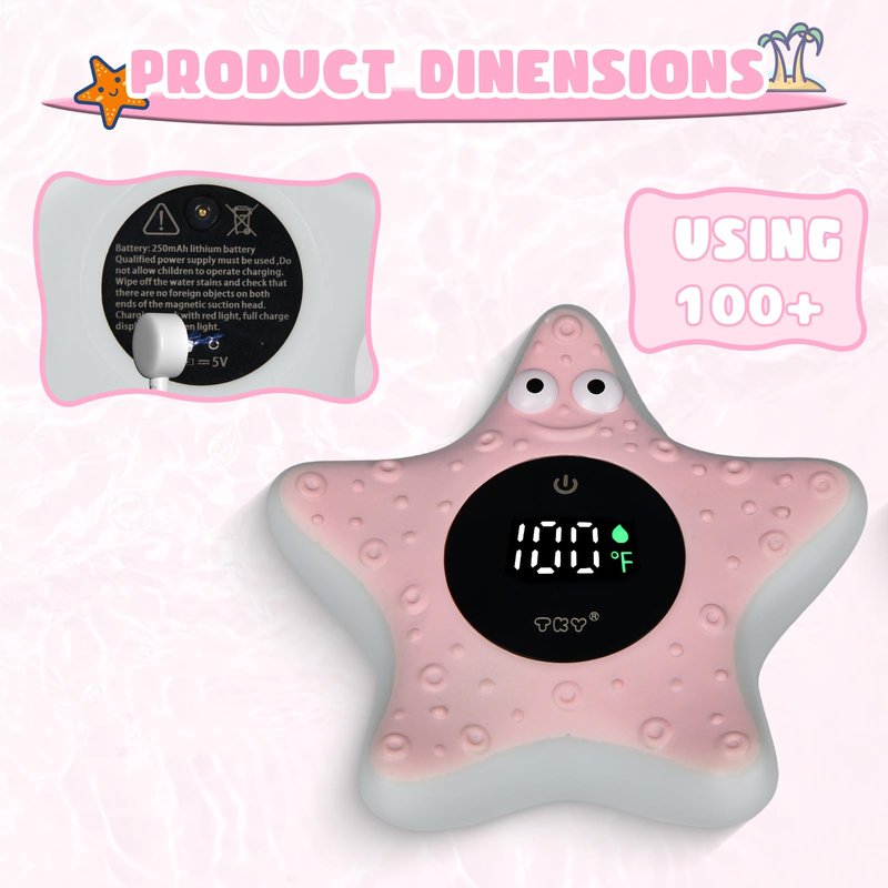 Baby Bath Thermometer - Digital Floating Water Thermometer with LED Display & Color Temperature Alerts, Rechargeable Bath Toy for Infant Bathtub Safety, Newborn Bath Essentials Gift