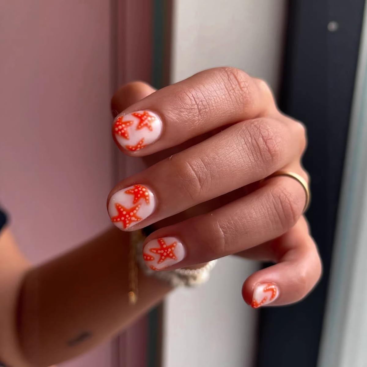 SYPFAG Press on Nails Fake Nails Flowers Press Ons Resuable Glossy Stick on Nails Full Cover Glue on Nails for Women