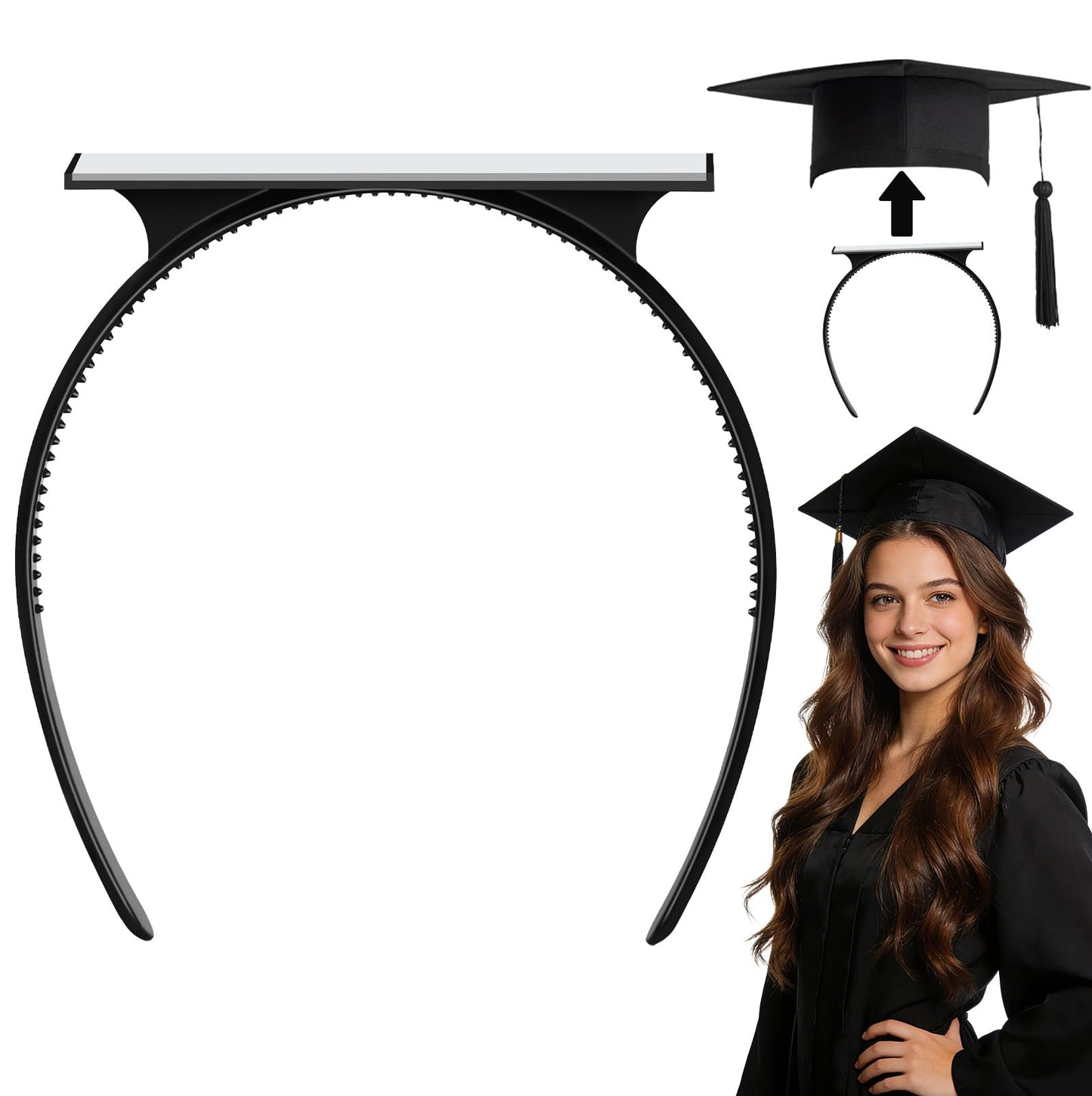 Sofeavo Graduation Cap Headband Insert - Secure Grad Cap Headband for Graduates, Women & Students - Keeps Hairstyle Intact for Graduation Hat Stability - Essential Hat Accessories