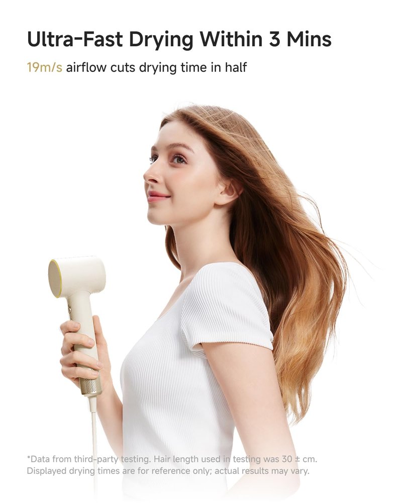 Laifen MINI Hair Dryer, Lightweight and Compact High Speed 200M Ionic Blow Dryer with 110, 000 RPM Powerful Motor for Fast Drying, Low Noise, Hairdryer with Magnetic Nozzle, Child Mode, HD310