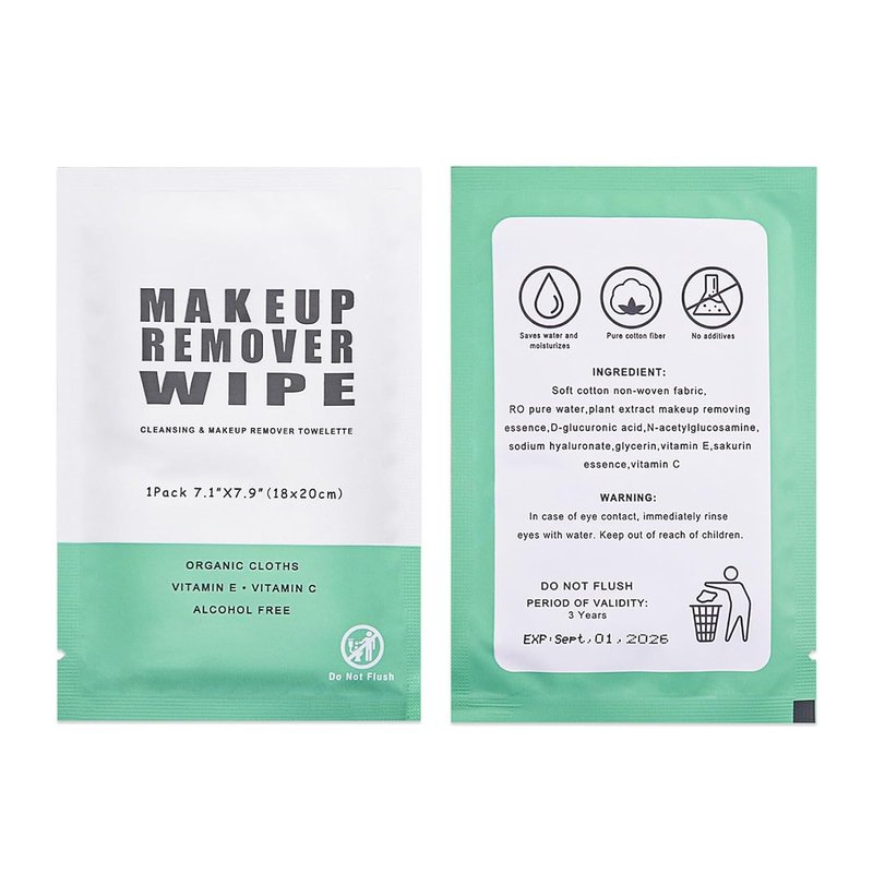 50 Pack Individual Makeup Remover Wipes, Individually Wrapped Face Cleansing Wipes, Travel Makeup Remover Cloth for Travel, Hotel Skin Care(Blue)