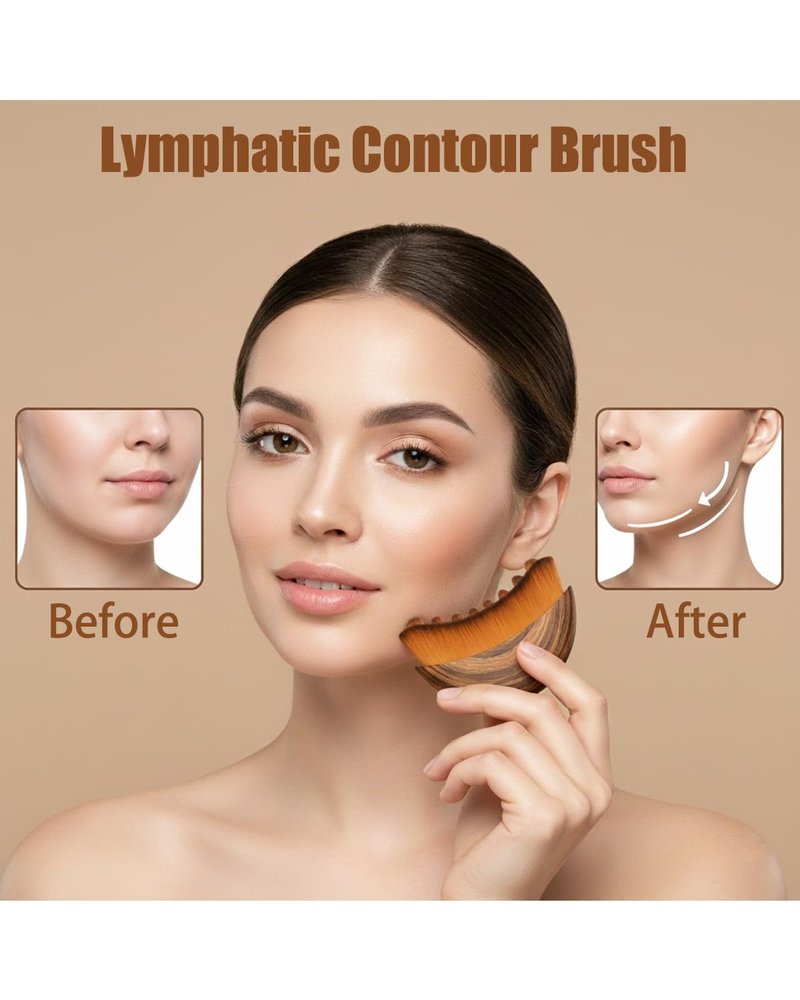 Lymphatic Contour Face Brush - Lymphatic Facial Drainage Brush - Dry Soft Organic Reduce Puffiness Improve Skin & Radiance Relieve Fatigue - Ergonomic Design for Daily Skin (1PCS)