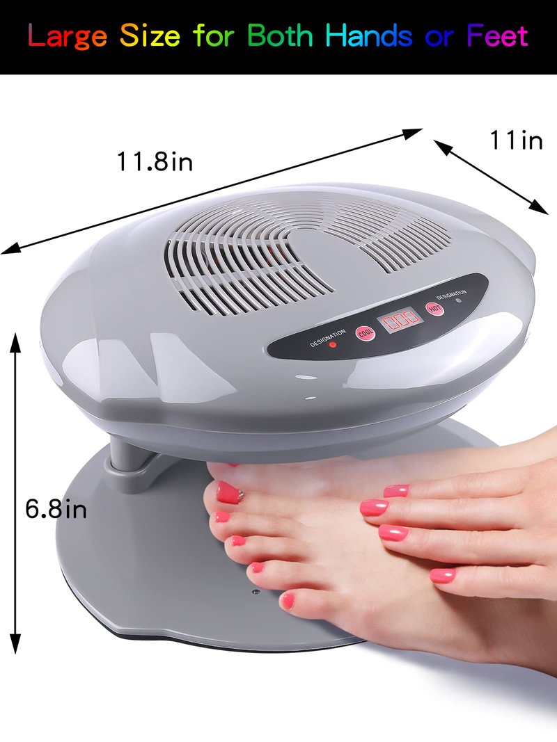Kalolary Nail Lamp, 400W Air Nail Dryer Nail Fan Hair Dryer for Hands and Feet Nail Polish Automatic Sensor Warm Cool Breeze Use at Home and Salon (Grey)