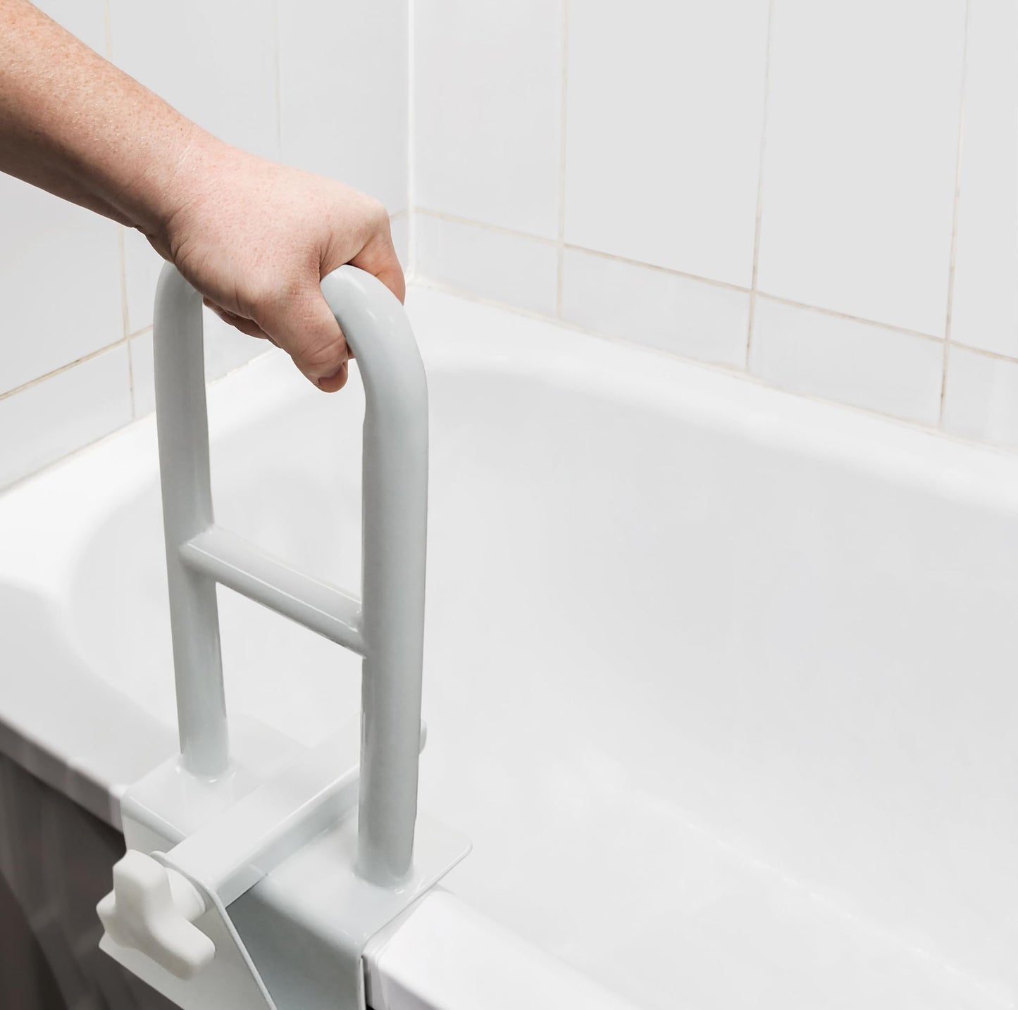 Vaunn Medical Adjustable Bathtub Safety Rail Shower Grab Bar Handle,Stainless Steel,White,(Pack of 4)