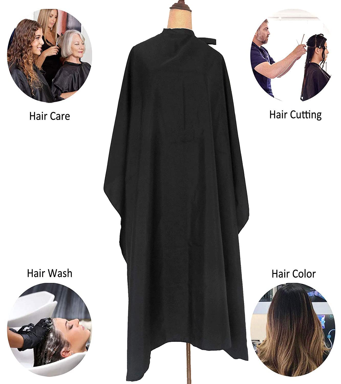 ST-BEST-P Haircut Cape Black Hair Cutting Salon Barber Capes Waterproof hairdressing for Clients Men Adults (10PCS*Barber Cape)