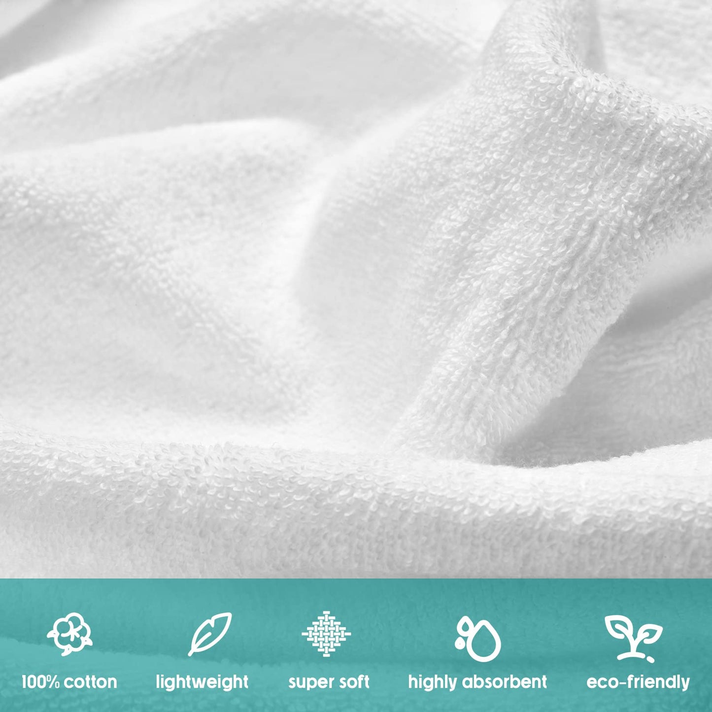 Buryeah 100 Pieces Cotton Washcloths 100% Ring Spun Cotton Wash Cloths Bulk Absorbent and Soft Feel White Towels for Bathroom, Spa, Gym and Face Cleaning (12 x 12 Inches)