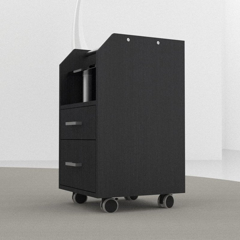 Skiennix Glass Glow Pedicure Trolley - Stylish Black Cart for Nail Salon Furniture & Equipment