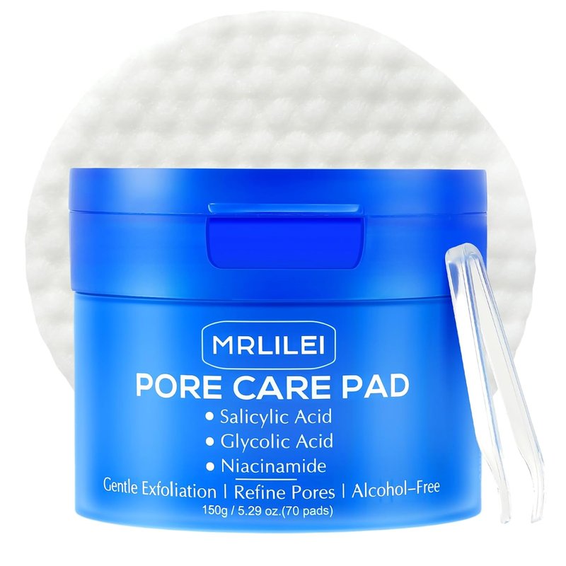 Skiennix BHA Salicylic Acid Toner Pads - Dual-Textured Exfoliation with Glycolic Acid & Niacinamide | 70 Pads + 4 Trial Pads