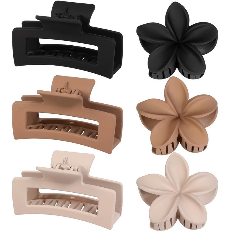 Skiennix Flower Hair Clips - 6 PCS Square Claw Clips for Thick or Thin Hair | Hawaiian Hibiscus Design