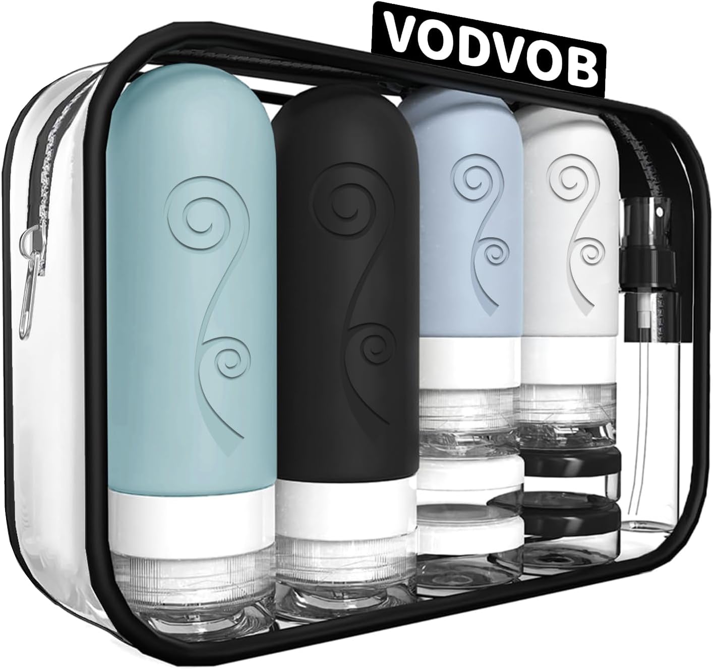 Travel Bottles Set - 16 Pack TSA Approved Silicone Containers | Leak-Proof 2oz & 3oz for Shampoo, Conditioner, Lotion, Body Wash - Black
