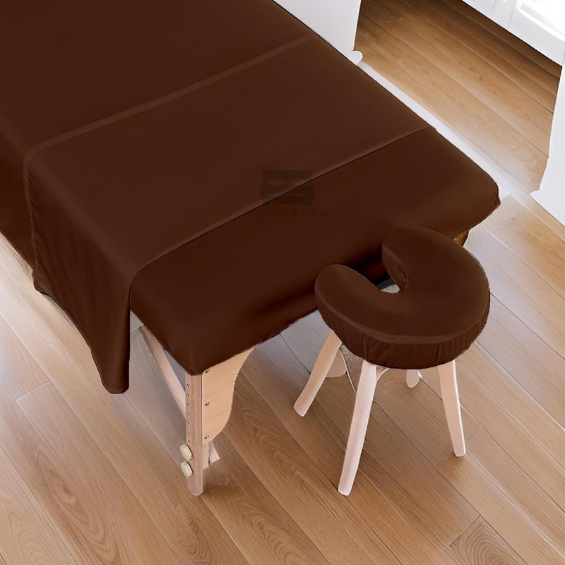Cottingon 3 Piece Massage Table Sheet Set - 100% Brushed Microfiber, Fits 36" x 77" | Chocolate Color