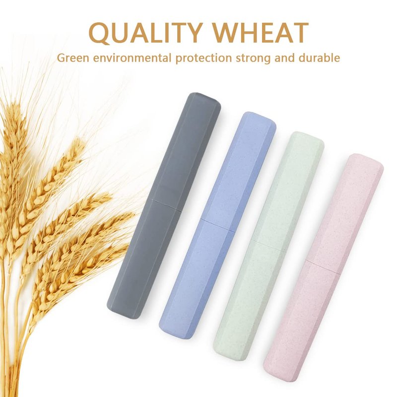 Mulbozy Travel Toothbrush Case, Portable Toothbrush Protector Cover, Breathable Wheat Straw Toothbrush Holder for Traveling, Camping, Business, Home, School, Gym, and More - 4 Packs